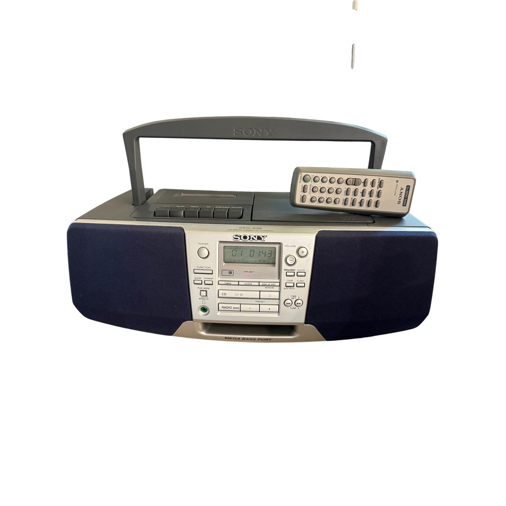Sony CFD-S38 CD Radio Cassette-Corder Boombox Mega Bass with Remote Silver 1999